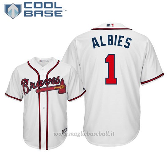Maglia Baseball Uomo Atlanta Braves Ozzie Albies Cool Base Majestic 1ªBianco